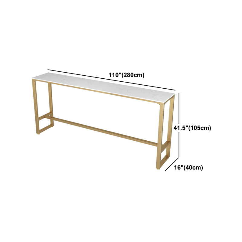 Glam Style Rectangle Bar Table Faux Marble Bar Dining Table with Footrest