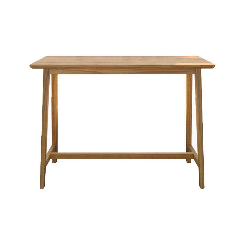 Rectangular Pine Wood Top Bar Table Modern Bar Table with Trestle Base in Nature