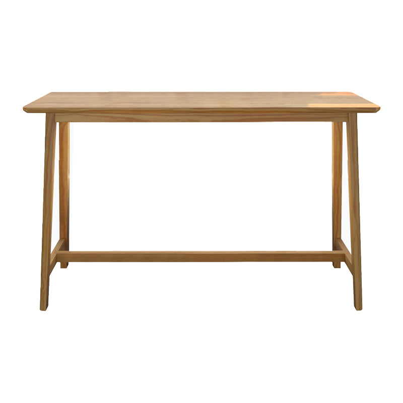 Rectangular Pine Wood Top Bar Table Modern Bar Table with Trestle Base in Nature