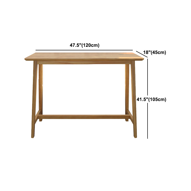 Rectangular Pine Wood Top Bar Table Modern Bar Table with Trestle Base in Nature