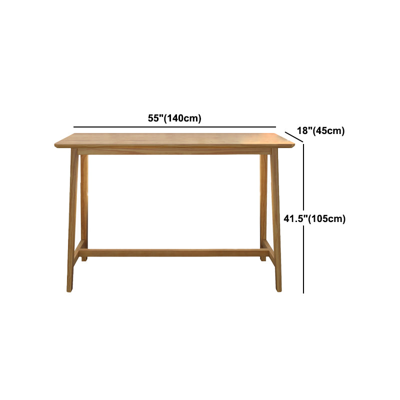 Rectangular Pine Wood Top Bar Table Modern Bar Table with Trestle Base in Nature