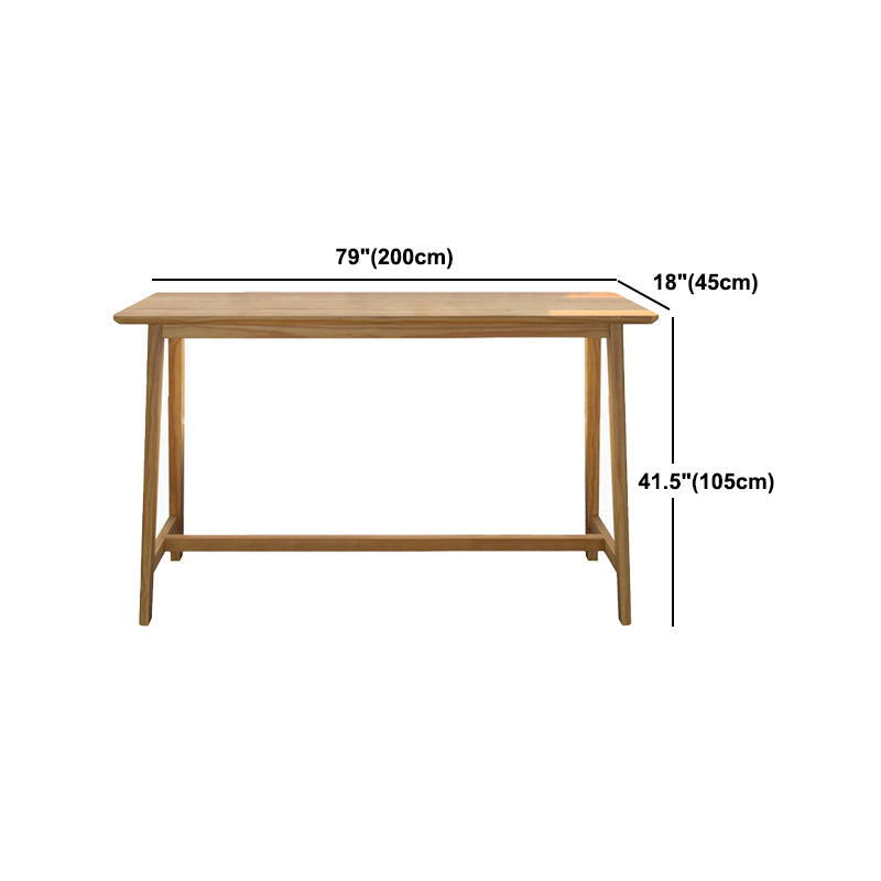 Rectangular Pine Wood Top Bar Table Modern Bar Table with Trestle Base in Nature