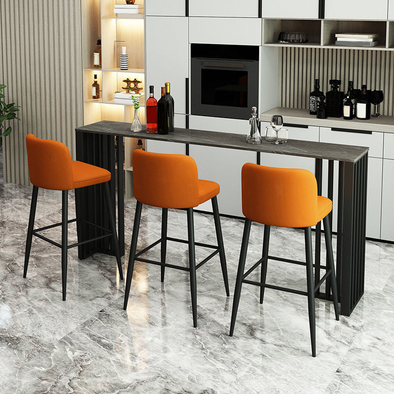 Modern Style Rectangle Bar Counter Table Sintered Stone Bar Counter Table with Metal Legs