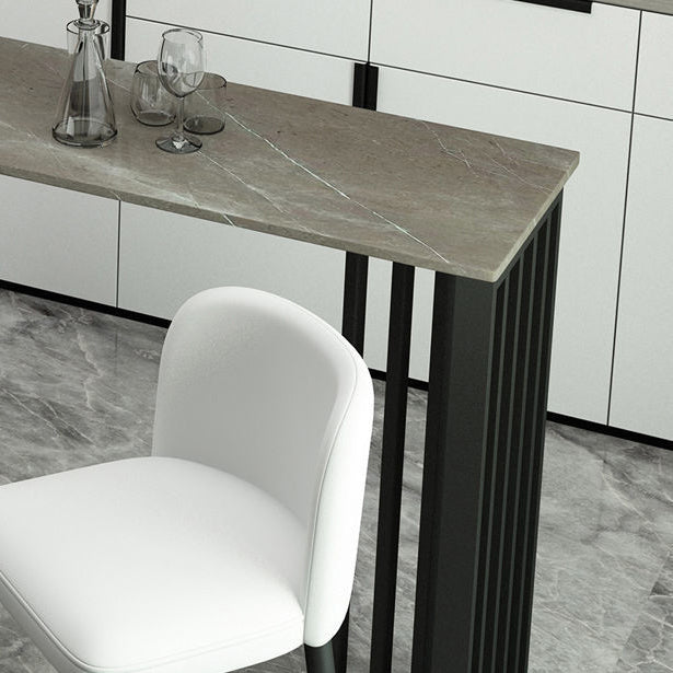 Modern Style Rectangle Bar Counter Table Sintered Stone Bar Counter Table with Metal Legs