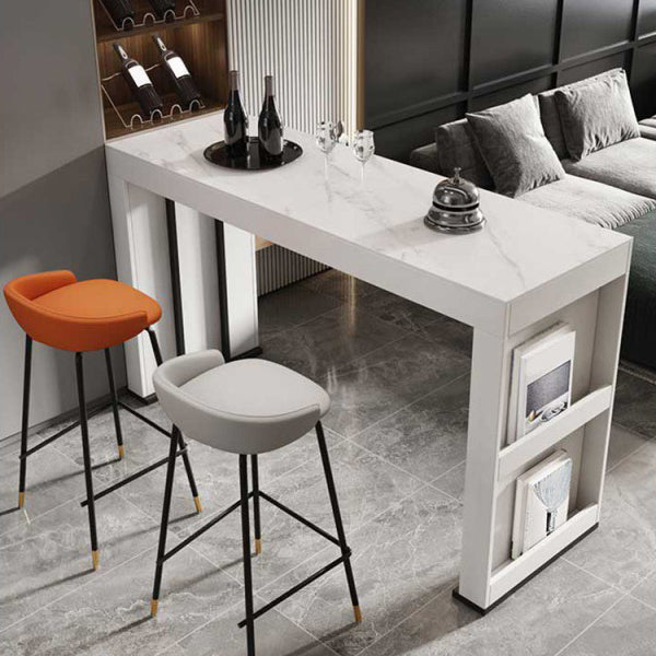 Modern Rectangle Bar Counter Table Sintered Stone Bar Counter Table with Metal Legs