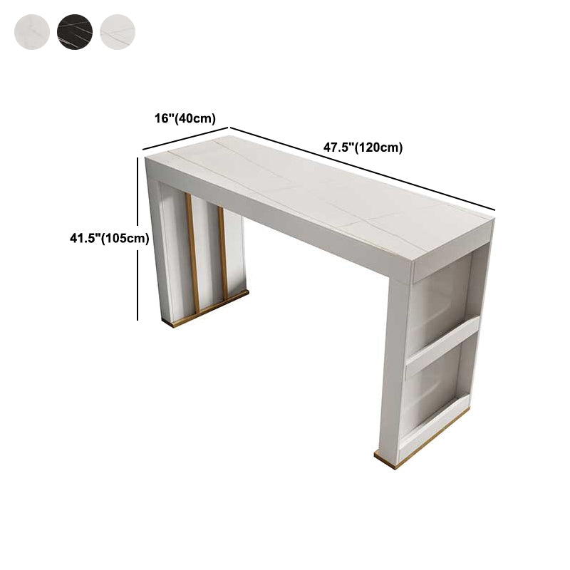 Modern Rectangle Bar Counter Table Sintered Stone Bar Counter Table with Metal Legs