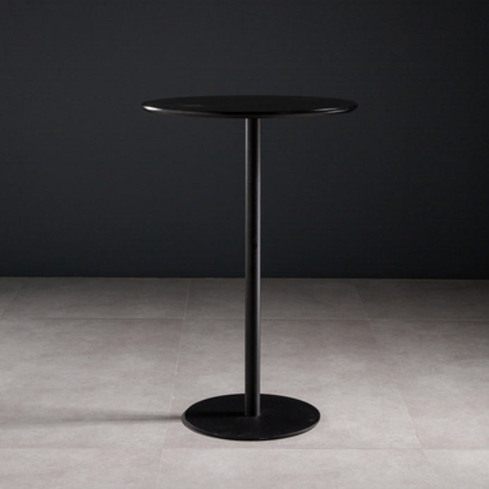 Round Wood Top Bar Table with Pedestal Industrial Metal Frame Bar Table