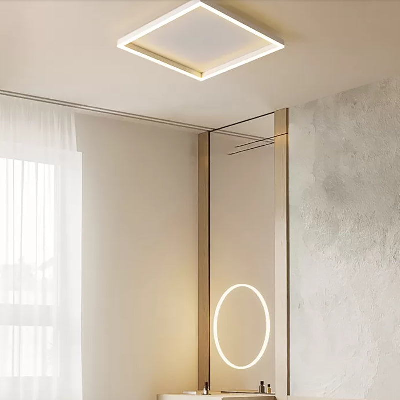 Modern Style Square Shape Ceiling Light Metal 1 Light Ceiling Lamp for Bedroom in White