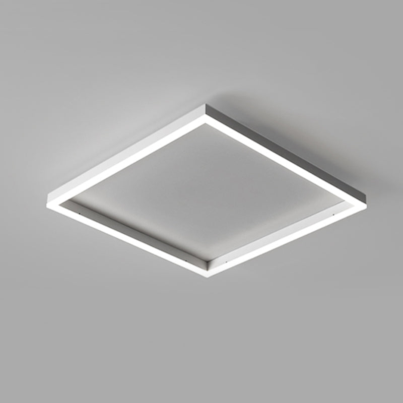 Modern Style Square Shape Ceiling Light Metal 1 Light Ceiling Lamp for Bedroom in White