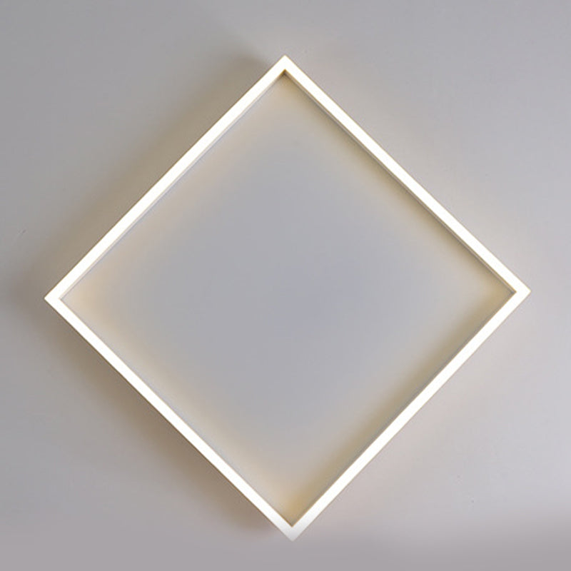 Modern Style Square Shape Ceiling Light Metal 1 Light Ceiling Lamp for Bedroom in White