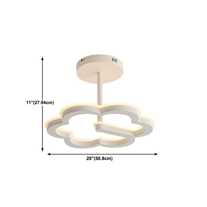 Kids Semi Flush Mount Light Flower Metal Ceiling Light Fixture for Bedroom