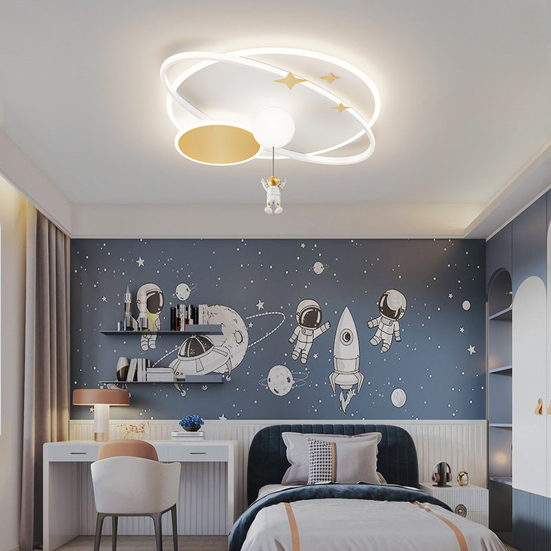 Kids Flush Mount Light Astronaut Metal Ceiling Light Fixture for Bedroom