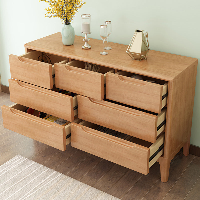 Rubber Wood Storage Chest Dresser Modern Bedroom Storage Chest with Drawers