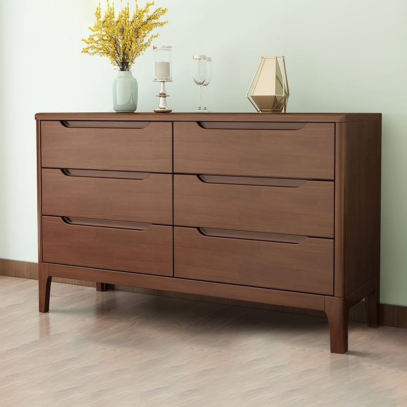 Rubber Wood Storage Chest Dresser Modern Bedroom Storage Chest with Drawers