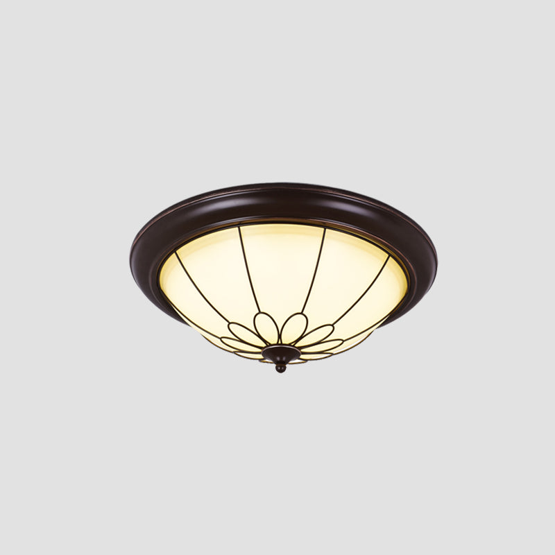 Traditional LED Ceiling Light Geometric Flush Mount with White Glass Shade