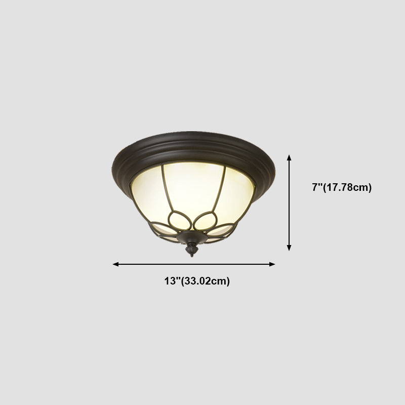 Traditional LED Ceiling Light Geometric Flush Mount with White Glass Shade