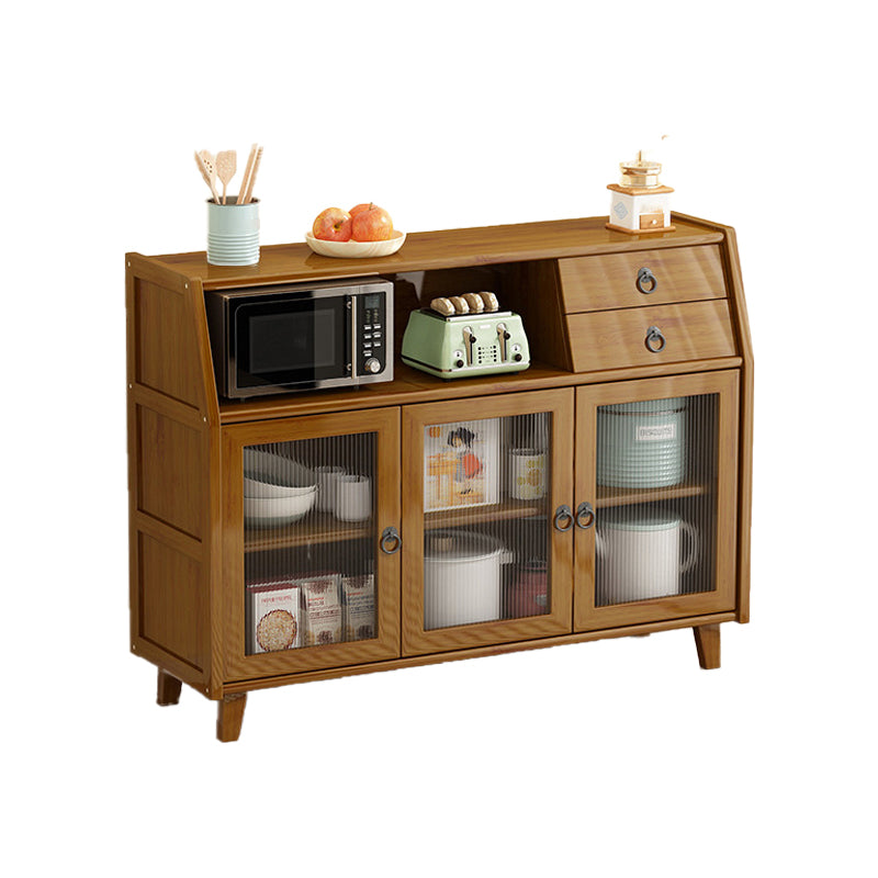 Modern Bamboo 37.4"H Sideboard Buffet Dining Room Buffet Server in Brown