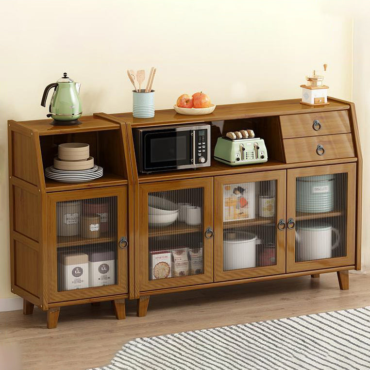 Modern Bamboo 37.4"H Sideboard Buffet Dining Room Buffet Server in Brown