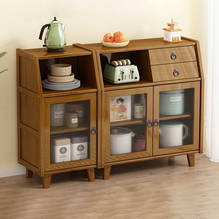 Modern Bamboo 37.4"H Sideboard Buffet Dining Room Buffet Server in Brown