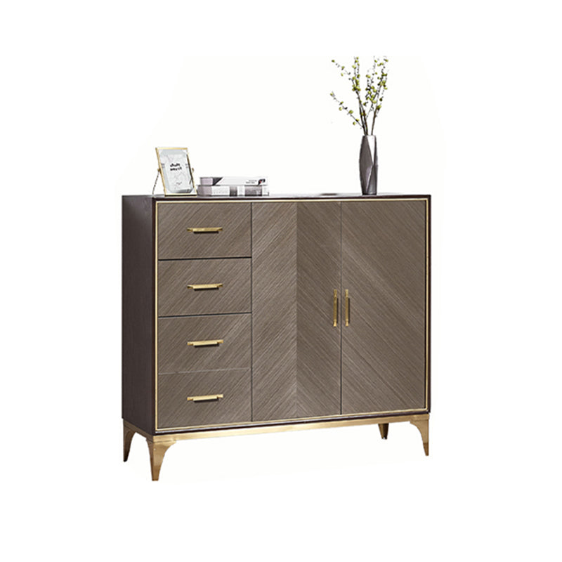 Glam Wood 42.5"H Sideboard Buffet Dining Room Brown Buffet Server with Drawers and Storage