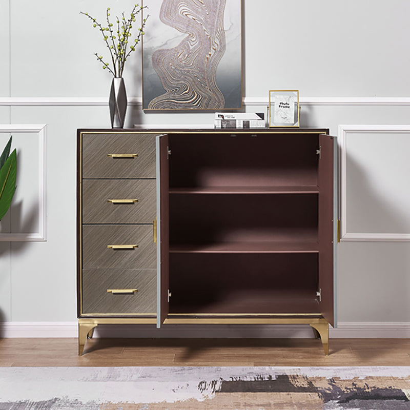 Glam Wood 42.5"H Sideboard Buffet Dining Room Brown Buffet Server with Drawers and Storage