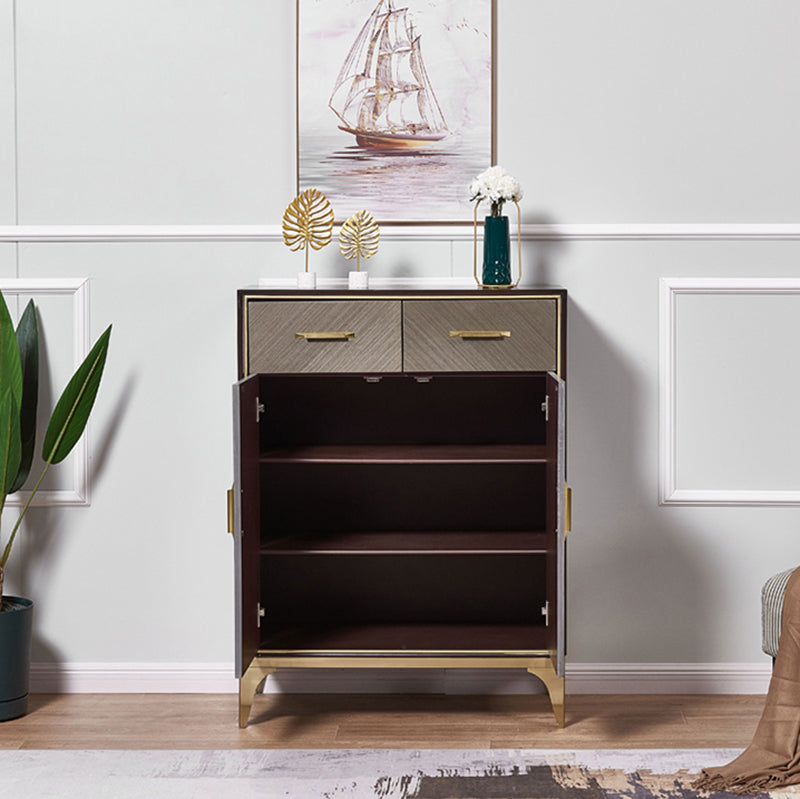 Glam Wood 42.5"H Sideboard Buffet Dining Room Brown Buffet Server with Drawers and Storage