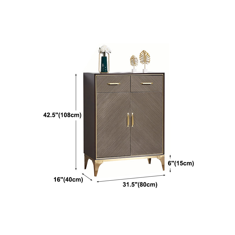 Glam Wood 42.5"H Sideboard Buffet Dining Room Brown Buffet Server with Drawers and Storage