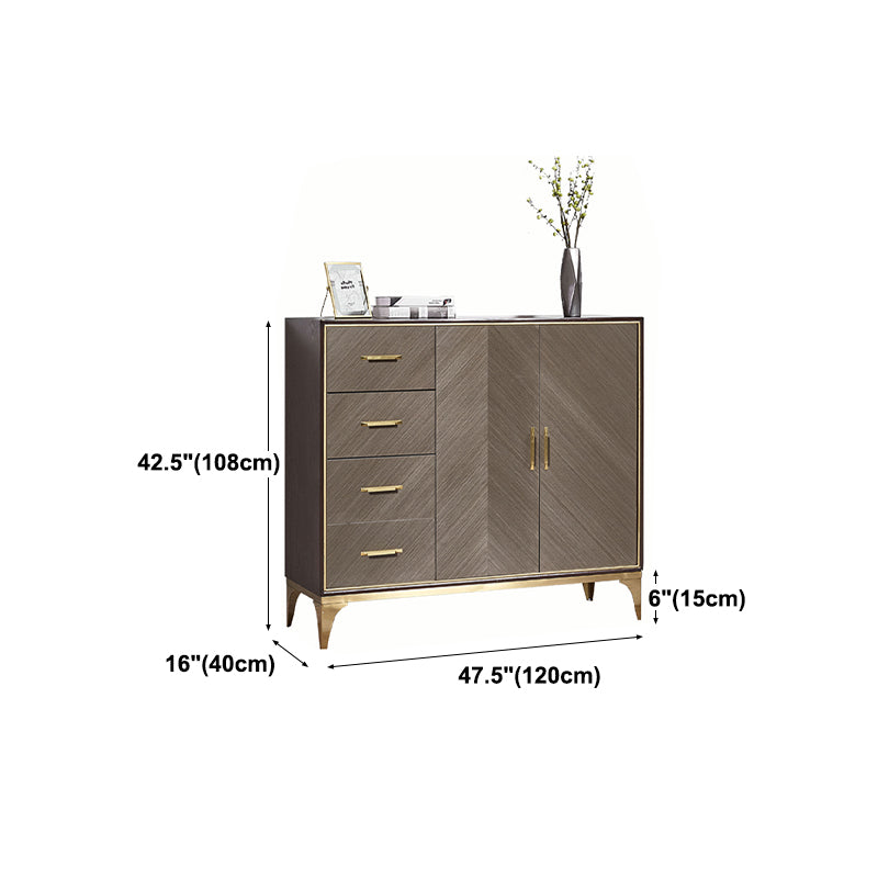 Glam Wood 42.5"H Sideboard Buffet Dining Room Brown Buffet Server with Drawers and Storage