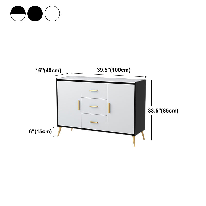 39.5"L Glam Style Side Board with Engineered Wood Drawers and Storage for Dining Room