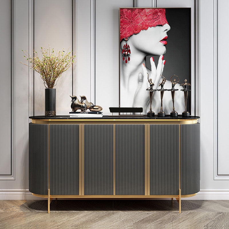 Glam Style Stone 35.4"H Sideboard Buffet Door Dining Room Buffet Server