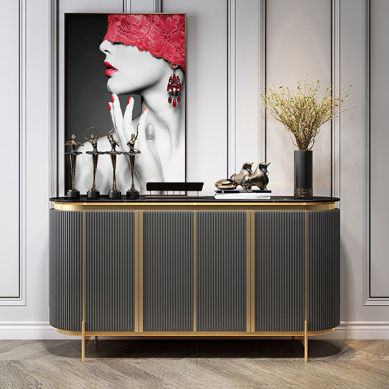 Glam Style Stone 35.4"H Sideboard Buffet Door Dining Room Buffet Server