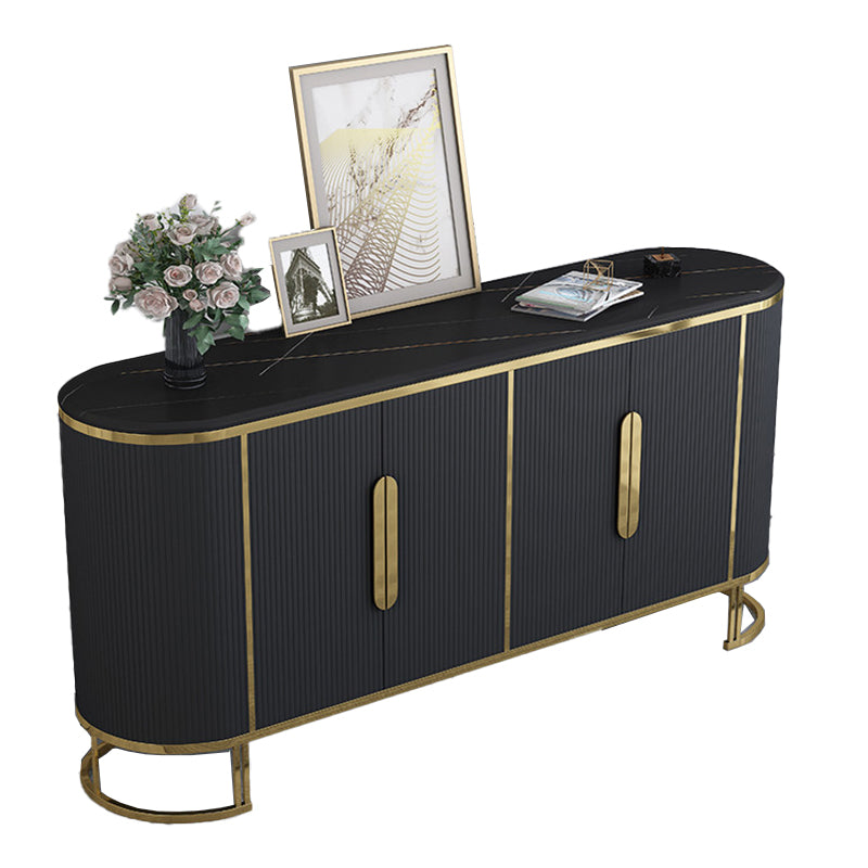 Glam Style Stone Sideboard Buffet 33.4"H 4-Door Dining Room Buffet Server