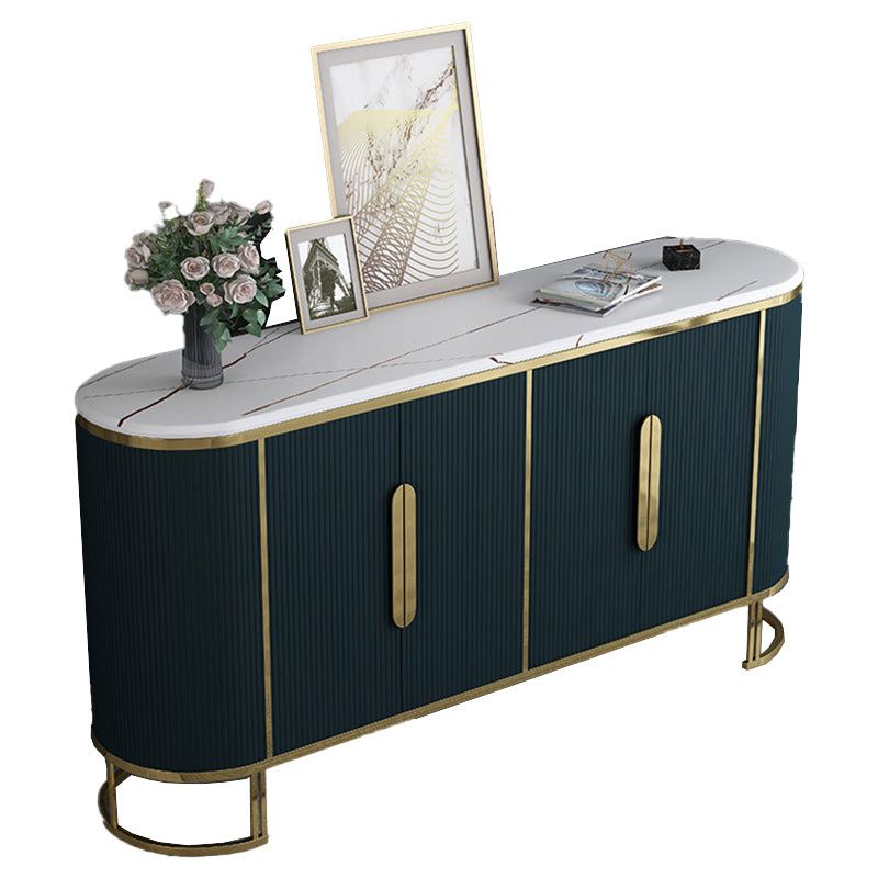 Glam Style Stone Sideboard Buffet 33.4"H 4-Door Dining Room Buffet Server