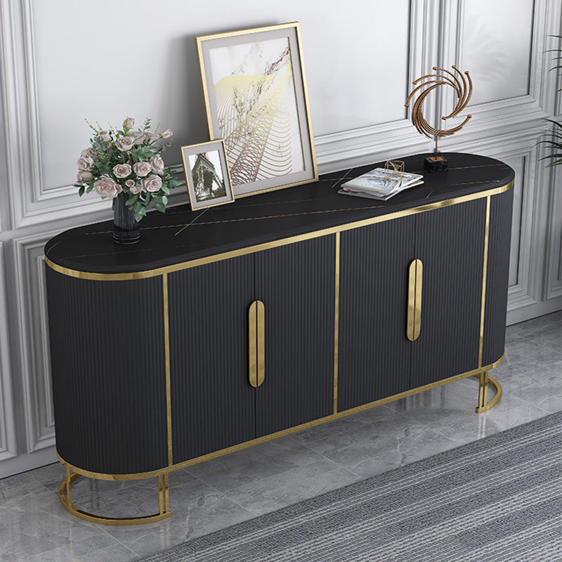 Glam Style Stone Sideboard Buffet 33.4"H 4-Door Dining Room Buffet Server