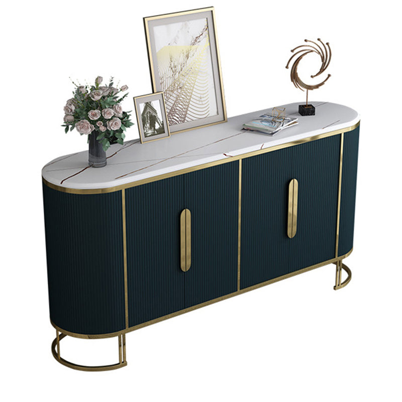 Glam Style Stone Sideboard Buffet 33.4"H 4-Door Dining Room Buffet Server