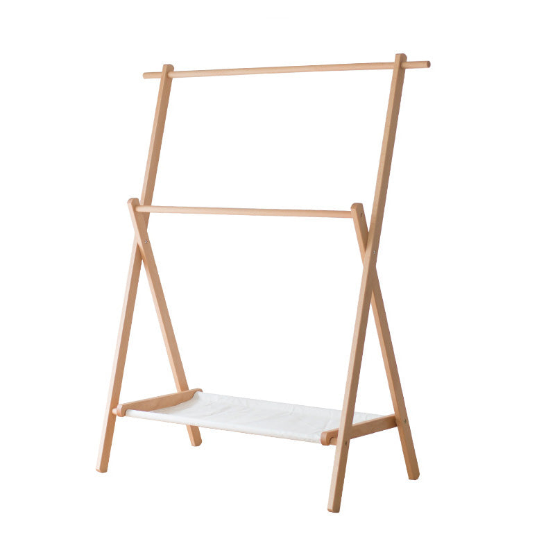 Contemporary Solid Wood Free Standing Coat Rack with Shelves