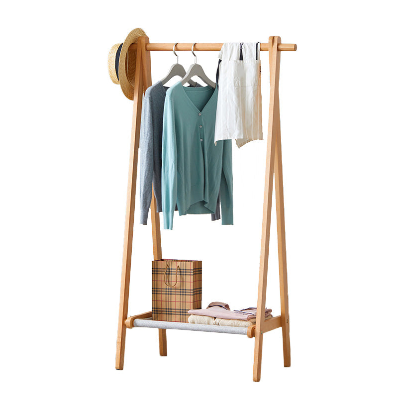 Contemporary Solid Wood Free Standing Coat Rack with Shelves