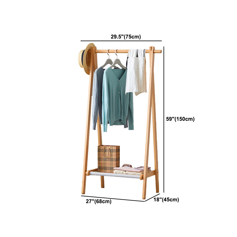 Contemporary Solid Wood Free Standing Coat Rack with Shelves