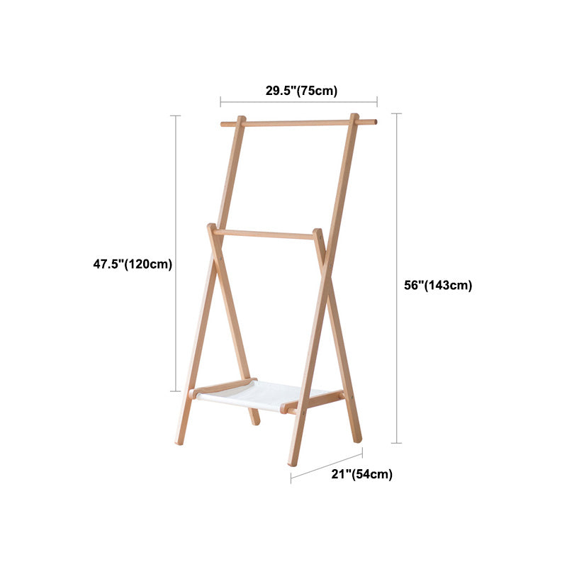 Contemporary Solid Wood Free Standing Coat Rack with Shelves