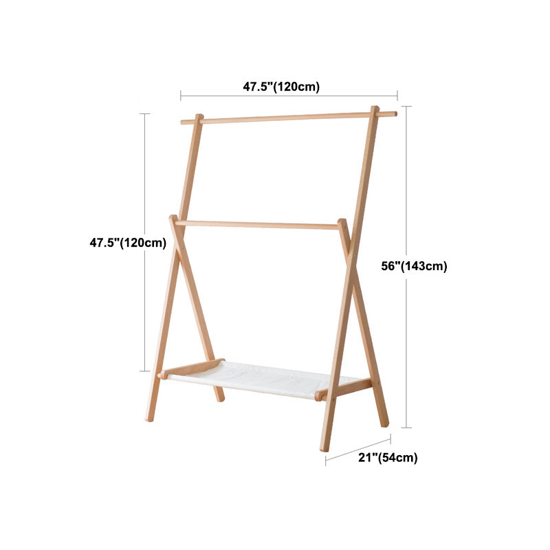 Contemporary Solid Wood Free Standing Coat Rack with Shelves