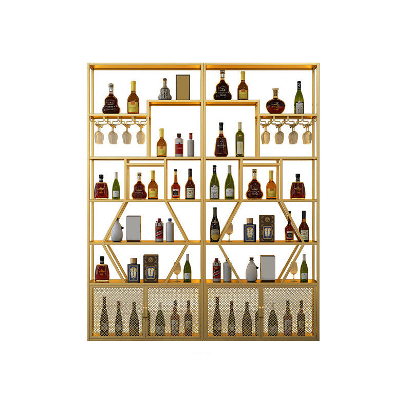 Glam Style Wine Bottle Rack Metal Wine Rack with Stemware Holder