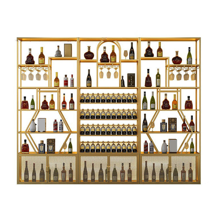 Glam Style Wine Bottle Rack Metal Wine Rack with Stemware Holder