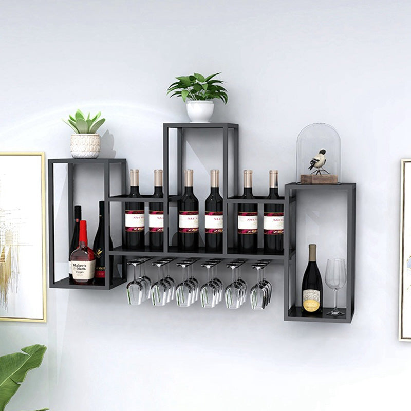 Industrial Wall Mounted Bottle Wine Rack Metal Wine Rack in Antiqued Black