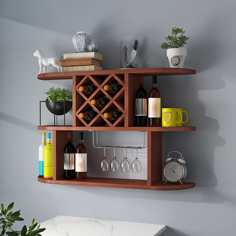 Wine Holder Rack Modern Wall Mounted Manufactured Wood for Kitchen