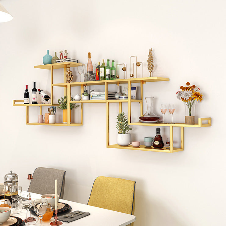 Metal Wall Mounted Wine Bottle & Glass Rack Modern Wine Rack with Shelf