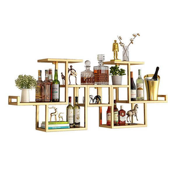 Metal Wall Mounted Wine Bottle & Glass Rack Modern Wine Rack with Shelf