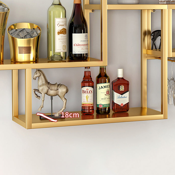 Metal Wall Mounted Wine Bottle & Glass Rack Modern Wine Rack with Shelf