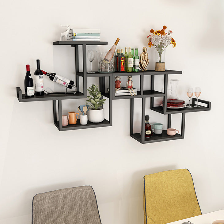 Metal Wall Mounted Wine Bottle & Glass Rack Modern Wine Rack with Shelf