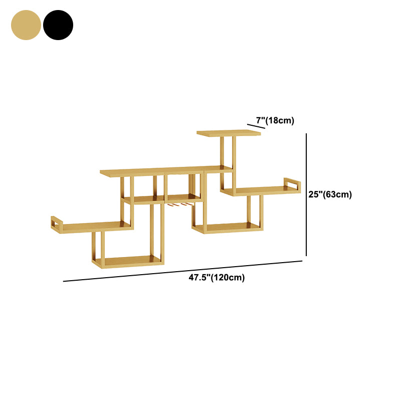 Metal Wall Mounted Wine Bottle & Glass Rack Modern Wine Rack with Shelf
