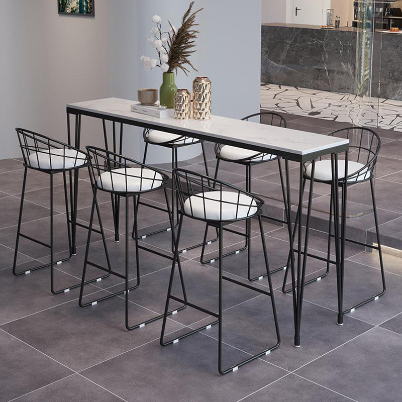 Polished Finish Industrial Marble Bar Table Rectangle Bistro Table for Small Places